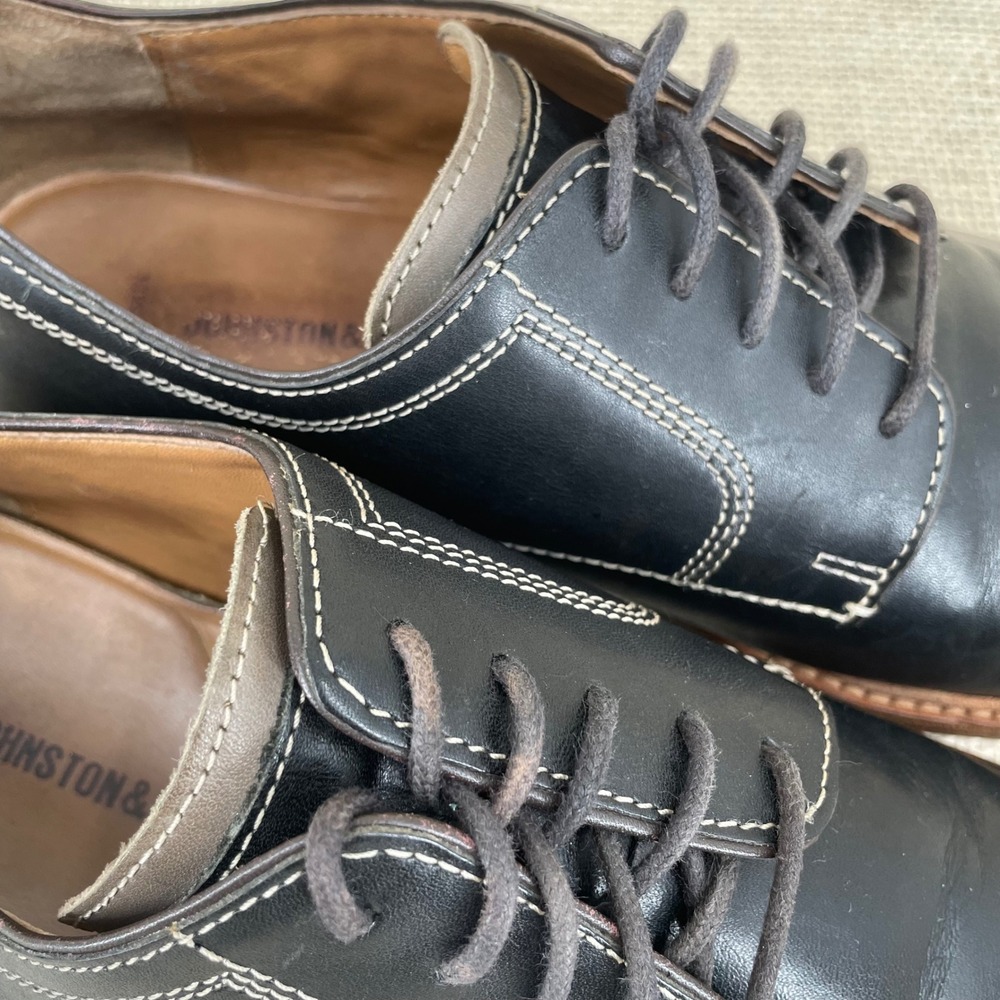 Johnston & Murphy Navy Sheepskin‎ Leather Cap Toe Oxford Shoes Mens 12M 20-9511 - Picture 9 of 10